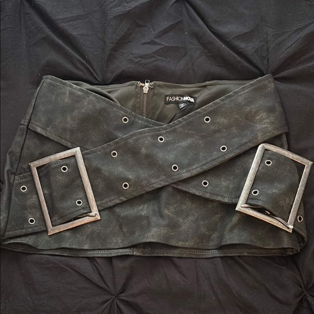 Fashion Nova Gray Asymmetrical Cut Out Mini Skort